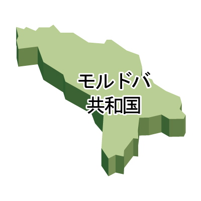 モルドバ共和国無料フリーイラスト｜漢字・立体(緑)
